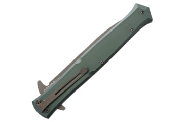 Image of Rough Rider Large Stilletto Linerlock Folding Knife, 5.75in Gray Titanium Coated SS Blade, Green Aluminum Handle, Pocket Clip, RR1861