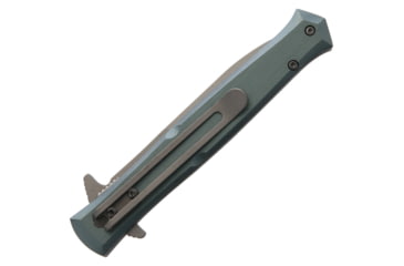Image of Rough Rider Stiletto Linerlock Folding Knife, 3.75in Gray Titanium Coated SS Blade, Green Aluminum Handle, Pocket Clip, RR1858