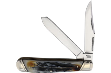 Image of Rough Rider Trapper Folding Knife, 3 in, Carbon Steel, Spey Blades, Cinnamon Stag Bone, KB201H