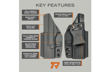 Image of Rounded IWB Kydex Holster for Kel-Tec P17, Right Hand, Black, KTC-P17-BK-RH-VAR-RMR