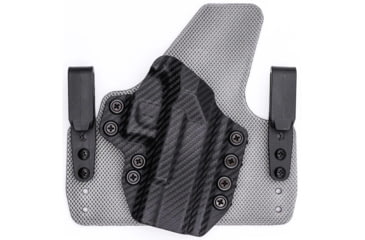 Image of Rounded Tuckable IWB KYDEX/Padded Wide Hybrid Holster, Heckler &amp; Koch VP9 /VP9SK /VP9L, Left Hand, Carbon Fiber, HKH-VP9-CF-LH-WDFOAM