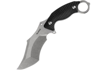 Image of RUIKE F181 Fixed Blade Black Knife, 4.5 stonewash finish 14C28N Sandvik stainless bla, Black sculpted G10 handle, F181-B
