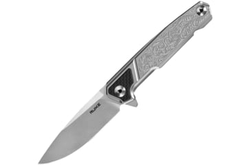 Image of RUIKE P875-SZ Framelock w/BetaPlus Folding Knife, 3.5 satin finish 14C28N Sandvik stainless blade, Honeysuckle etch on handle, P875-SZ