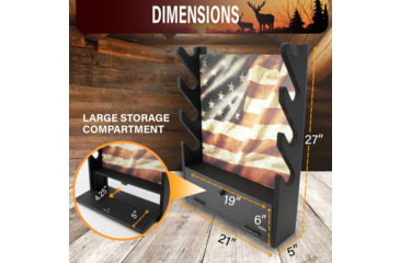 Image of Rush Creek Creations 4 Gun Wall Rack w/Storage, Black, 38-8084