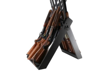 Image of Rush Creek Creations Deer Camp Portable 10 Gun Folding Storage Rack, Black, 38-0238