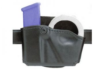 Image of Safariland 573 Concealment Magazine Holder, Paddle, Single w/Cuff Pouch - STX Plain Black, Ambidextrous