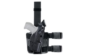 Image of Safariland 6004 SLS Tactical Holster w/Dbl Leg Straps, Taser X-26, STX Black Basket Weave, Left Hand, 6004-64-482