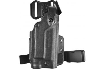 Image of Safariland 6004 SLS Thigh Holster, STX TAC Black, Right Hand, DFA on Single Leg Strap