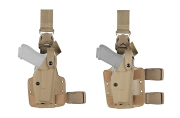 Image of Safariland 6005 SLS Tactical Holster w/ Quick Release Leg Harness - STX FDE Brown, Right Hand 6005-293-551, Brown, Flat Dark Earth