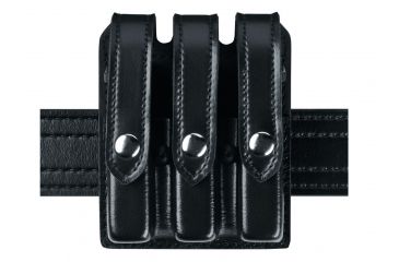Image of Safariland 777 Slim Triple Mag Pouch W/ Flap, 1911 Government Style, STX Basket Weave Black W/ Black Plastic Snap 777-53-48PBL