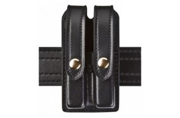 Image of Safariland 78 Slim Double Mag Pouch, Glock 19, 23, H&amp;K Usp 9mm, .40, Sig P250, Plain Black W/ Brass Snap Closure 78-283-2B