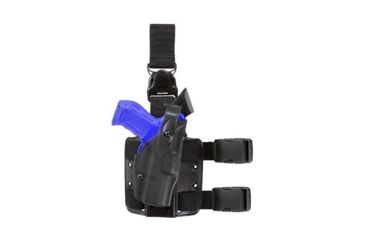 Image of Safariland ALS Tactical Holster w/ Quick Release Leg Harness, Right Hand, STX Tactical Black Leg Shroud Single Strap 6305-2192-131-SP10