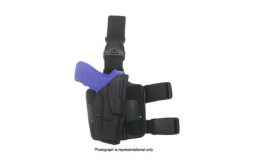 Image of Safariland ALS Tactical Thigh Holster, Right Hand, STX Tactical Black Leg Shroud Single Strap 6355-73-131-SP10