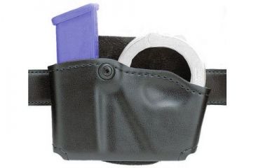 Image of Safariland 573 Concealment Magazine Holder, Paddle, Single w/Cuff Pouch - Hi Gloss Black, Ambidextrous 573-83-91