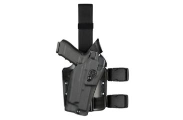 Image of Safariland Model 6354RDS-SP10 ALS Drop Leg Holster, S&amp;W M&amp;P 9mm/.40 &amp; M&amp;P 2.0 .40 only w/Sure Fire X300, Left Hand, STX Plain, Single Strap, Drop Flex Adapter, Black, 6354RDS-2192-132-MS25
