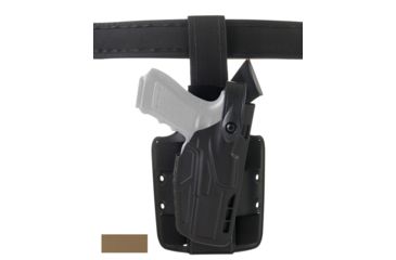 Image of Safariland 7304 7TS ALS/SLS Level III Retention Tactical Holsters, Glock 20/Glock 21, Standard Double Strap Leg Shroud, Right Hand, FDE Brown, 7304-383-551