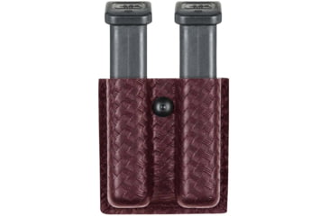 Image of Safariland Model 79 Slimline Open Top Double Magazine Pouch, Glock 17/22 4in BBL, Cordovan, Basket Weave, 79-83-03