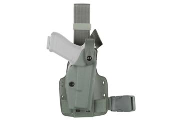 Image of Safariland SLS Tactical Holster, Right Hand, STX Foliage Green Leg Shroud Single Strap 6004-93-541-SP10