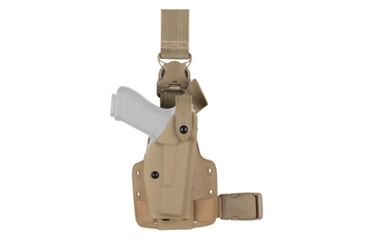 Image of Safariland SLS Tactical Holster w/ Quick Release Leg Harness, Right Hand, STX FDE Brown Leg Shroud Single Strap 6005-293-551-SP10