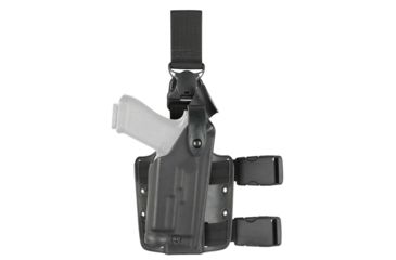 Image of Safariland 6005 SLS QR Thigh Holster, TAC Black, Right Hand - Hood Guard, Sentry, 2 1/4in. UBL - Beretta 92 FC