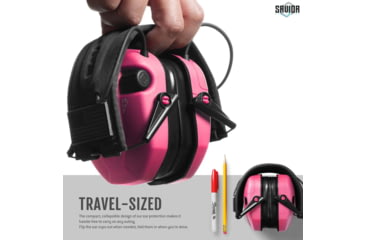 Image of Savior Equipment Apollo Electronic Earmuffs Hearing Protection, Prison Pink, EM-APOLLO-PI
