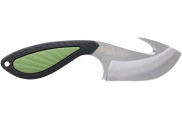 Image of Schrade Isolate Ultimate Gut Hook Fixed Blade Knife, 3in, AUS-10 Steel, Drop Point/Gut Hook Blade, Black/Green Rubber Overmolded Handle, 1159330
