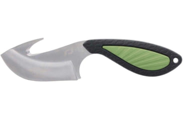 Image of Schrade Isolate Ultimate Gut Hook Fixed Blade Knife, 3in, AUS-10 Steel, Drop Point/Gut Hook Blade, Black/Green Rubber Overmolded Handle, 1159330