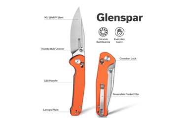 Image of SENCUT Glenspar Thumb Stud &amp; Crossbar Lock Knife Orange G10 Handle 3.45inch Satin Finished 9cr18mov Blade