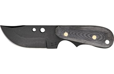 Image of Shadow Tech Backup Bowie, black powder coated 1095 high carbon steel bowie s, Black/gray canvas micarta onlay handle STK021