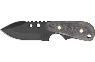 Image of Shadow Tech Backup Clip, black powder coated 1095 high carbon steel spear p, Black/gray canvas micarta onlay handle STK022
