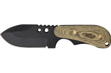Image of Shadow Tech Backup XL Fixed Knife, 6 3/4in, black powder coated 1095 carbon steel double edge , OD green G-10 handle STK027