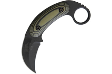 Image of Shadow Tech CTK Compact Tactical Karambit Knife, 6in Overall, 2.5in Black Powder Coated 8670 Steel Karambit Blade, OD Green G10 Handle, Persian Grind Blade, Black Kydex Sheath, STK1004BK