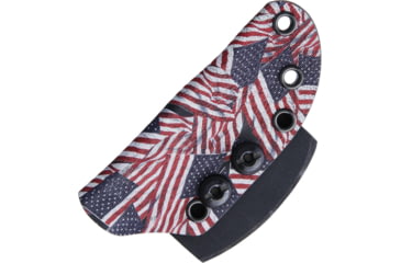 Image of Shadow Tech Talon Lite Knife, 7in Overall, 3in Black Powder Coated 8670 Steel Clip Point Blade, Black Cord Wrapped Handle, American Flag Artwork On Sheath, STK1027