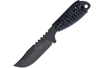 Image of Shadow Tech Talon Lite Knife, 7in Overall, 3in Black Powder Coated 8670 Steel Clip Point Blade, Black Cord Wrapped Handle, American Flag Artwork On Sheath, STK1027