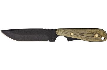 Image of Shadow Tech Wolf Fixed Knife, 1095 high carbon steel drop point blade with black, OD green canvas micarta handle STK032