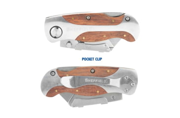 Image of Sheffield Premium Lock Back Utility Folding Knife, 3.5in, Stainless Steel, Wood, 12115
