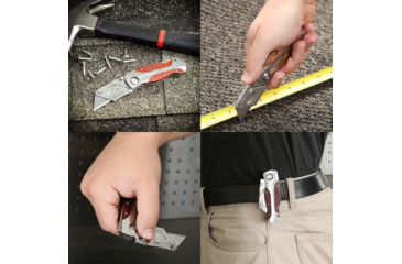 Image of Sheffield Premium Lock Back Utility Folding Knife, 3.5in, Stainless Steel, Wood, 12115