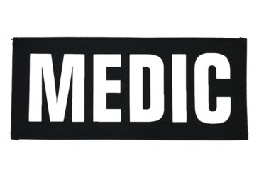 Image of Shellback Tactical Medic ID Placard, Hook Back, 2 x 5 inch, White on Black, One Size Fits Most SBT-X213230-MED-WB