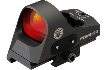 Image of Sig Romeo 3 Miniature 1x25mm Reflex Sight w/ Riser, 3 MOA Red Dot Reticle, Graphite SOR31002