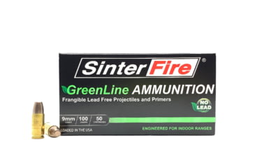Image of SinterFire GreenLine 9 mm Luger 100 Grain Frangible Brass Cased Pistol Ammo, 50 Rounds, SF9100GL-C