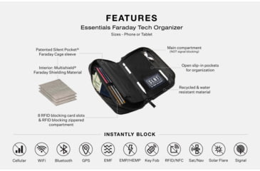Image of SLNT Essentials Faraday Tech Organizer, Phone, Black, 1.3L, SL-TOPH-01