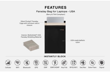 Image of SLNT Faraday Utility Laptop Bag, USA Berry Compliant, Black, 15/16in, SPUF-15B-BER