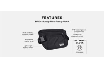 Image of SLNT RFID Money Belt Fanny Pack, Black, SPW-MBBN