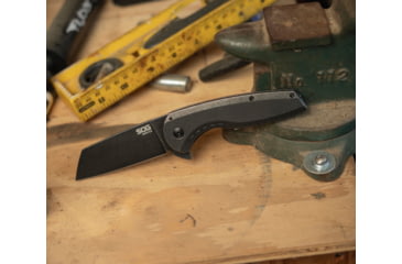 Image of SOG Specialty Knives &amp; Tools Aegis Flk 2.0 Frame Lock 14-41-04-43 Blackwash Stainless Steel Wharncliffe Pocket Knife - SOG-14-41-04-43