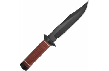 Image of SOG Specialty Knives &amp; Tools Bowie 2.0 Fixed Blade Knife, 6.4in, AUS-8 Blade, Clip Point, Brown, Leather Washers Handle, Black, SOG-S1T-L