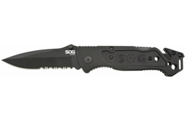 Image of SOG Specialty Knives & Tools Escape Folding Knife, 3.4in, 9Cr18MoV Blade, Clip Point, Black, Anodized Aluminum 6061-T6 Handle, Hardcased Black Finish, SOG-FF25-CP