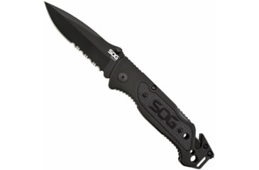Image of SOG Specialty Knives & Tools Escape Folding Knife, 3.4in, 9Cr18MoV Blade, Clip Point, Black, Anodized Aluminum 6061-T6 Handle, Hardcased Black Finish, SOG-FF25-CP