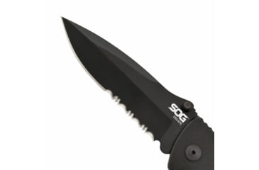 Image of SOG Specialty Knives & Tools Escape Folding Knife, 3.4in, 9Cr18MoV Blade, Clip Point, Black, Anodized Aluminum 6061-T6 Handle, Hardcased Black Finish, SOG-FF25-CP