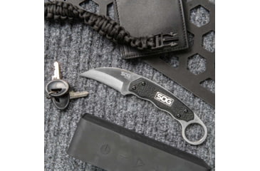 Image of SOG Specialty Knives &amp; Tools Gambit Blade Knife, 2.58in, 7Cr17MoV Blade, Sheepsfoot, Black, Glass-Reinforced Nylon Handle, Silve, SOG-GB1001-CP