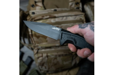 Image of SOG Specialty Knives &amp; Tools Recondo FX Fixed Blade Knives, 4.6in, Straight Edge, CRYO 440C Steel, Spear Point, Black, GRN / TPU Handle, Black, SOG-17-22-01-57